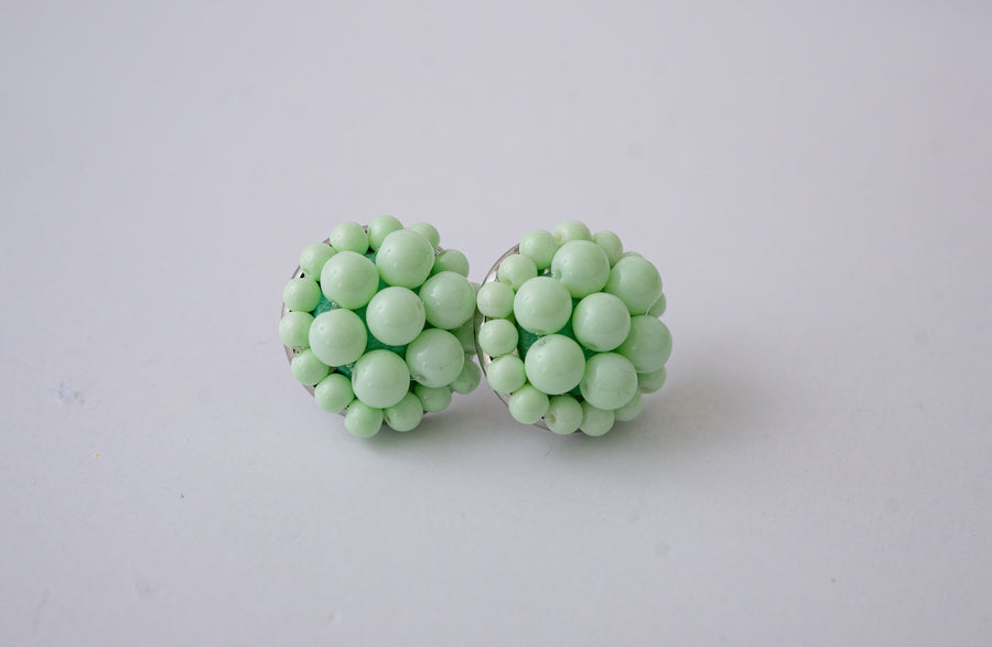 The Jackie Ohhh So Retro Beaded Cluster Earrings in Seafoam Green