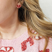 The Classic Coquette Christmas Zircon Bow Stud Earrings - Red