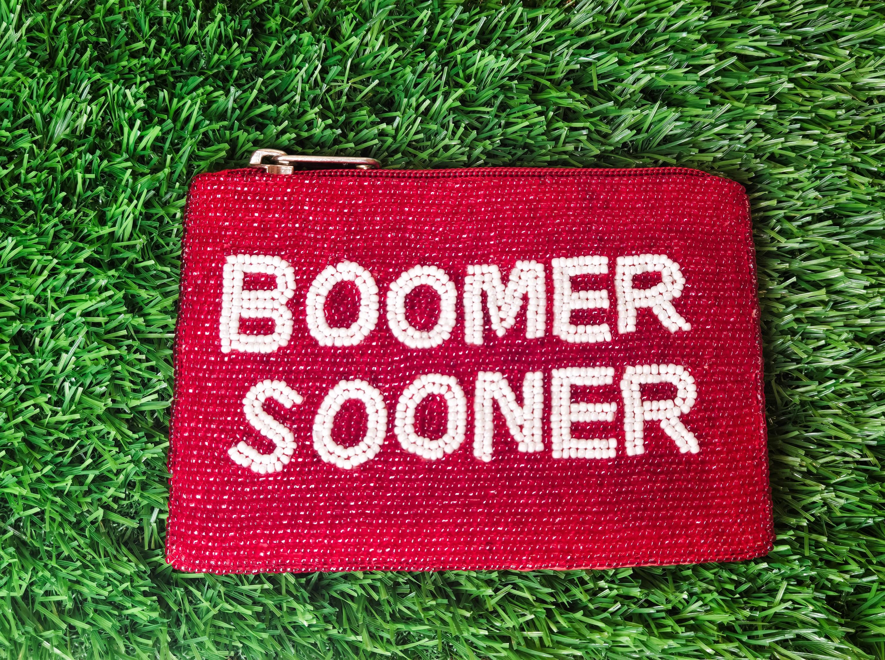 Handmade Beaded Gameday Custom Coin Purse | Bag for Clear Stadium Bags | Oklahoma Sooners | Boomer | 405 Local Original | OU