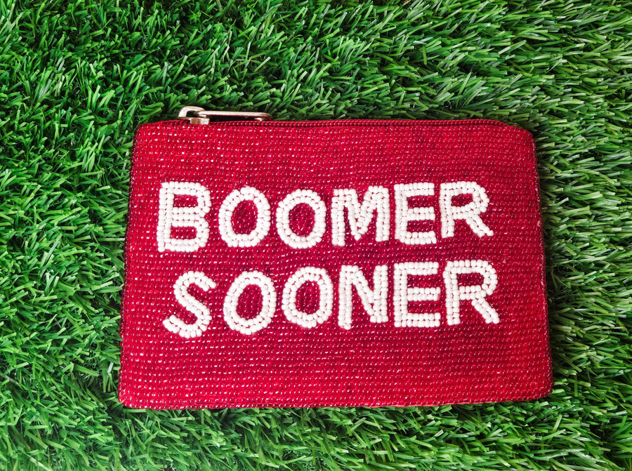 Handmade Beaded Gameday Custom Coin Purse | Bag for Clear Stadium Bags | Oklahoma Sooners | Boomer | 405 Local Original | OU