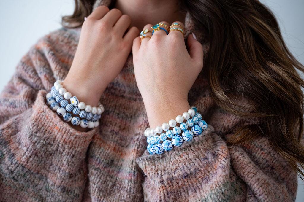 The Atlantic Tides Grand Millennial Ultimate Chinoiserie Preppy Pearl Stack