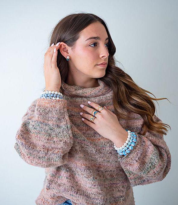 The Nancy M Grand Millennial Ultimate Chinoiserie Preppy Pearl Stretchy Bracelet Stack