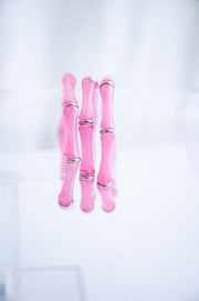 The Thin Bridgette Bamboo Acrylic Bangle Bracelet Set in Ballet Slipper Soft Pink (Gold or Silver)
