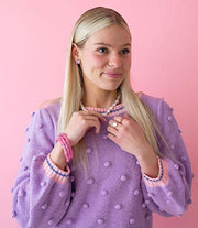 The Thin Bridgette Bamboo Acrylic Bangle Bracelet Set in Ballet Slipper Soft Pink (Gold or Silver)
