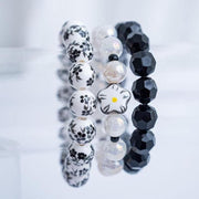 The Blooming Love Chinoiserie Black Stretchy Bracelet Stack