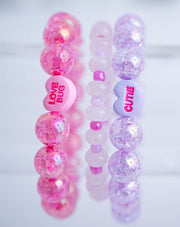 The Be Mine Valentine's Candy Conversation Stretchy Bracelet Stack
