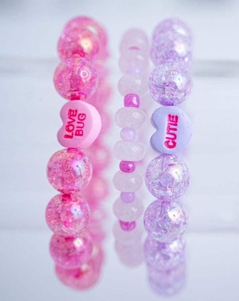 The Be Mine Valentine's Candy Conversation Stretchy Bracelet Stack