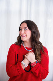 The Rose' in the USA Chinoiserie Patriotic Stretchy Bracelet Stack