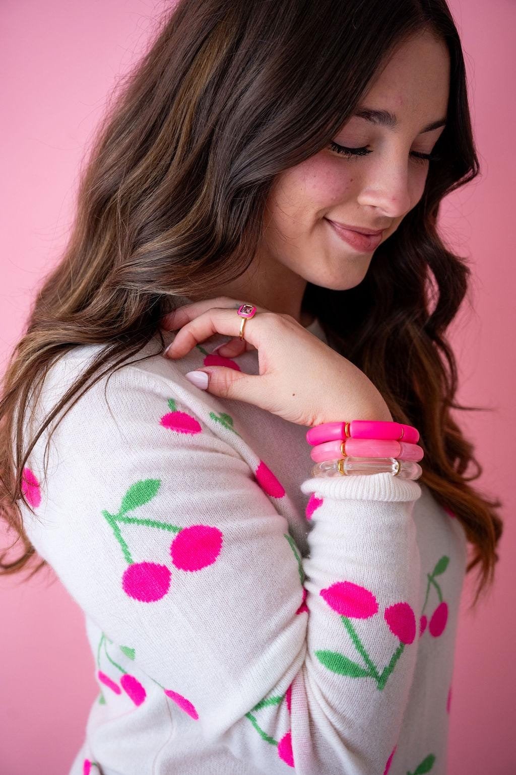 The Crush At First Glance Pink Ombre Valentines Bracelet Stack