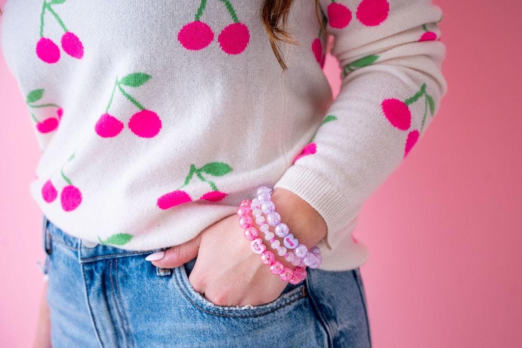 The Be Mine Valentine's Candy Conversation Stretchy Bracelet Stack