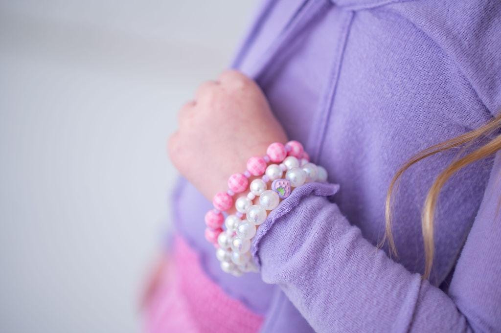 The Total Sweetheart Pink Gingham Strawberry Valentine's Bracelet Stack