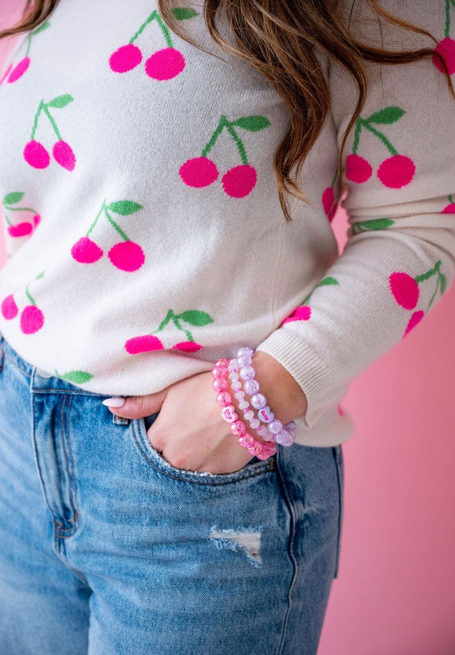 The Be Mine Valentine's Candy Conversation Stretchy Bracelet Stack