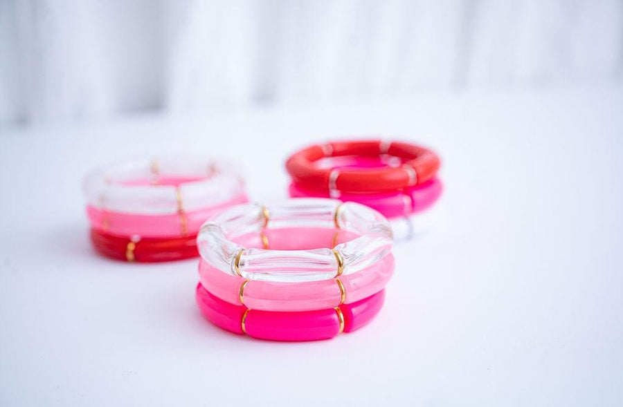 The Crush At First Glance Pink Ombre Valentines Bracelet Stack