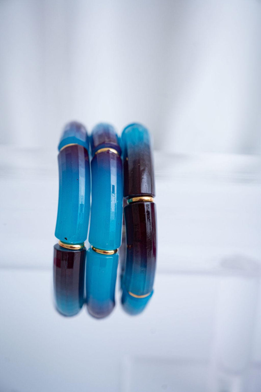 The Midnight Dreams Blue Ombre Stretchy Bracelet Stack in Gold or Silver