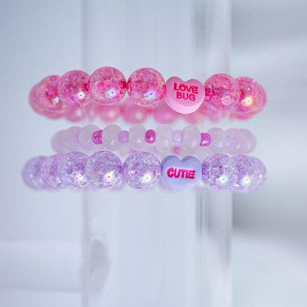 The Be Mine Valentine's Candy Conversation Stretchy Bracelet Stack