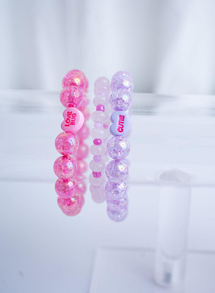 The Be Mine Valentine's Candy Conversation Stretchy Bracelet Stack