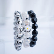The Blooming Love Chinoiserie Black Stretchy Bracelet Stack