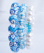 The Nancy M Grand Millennial Ultimate Chinoiserie Preppy Pearl Stretchy Bracelet Stack