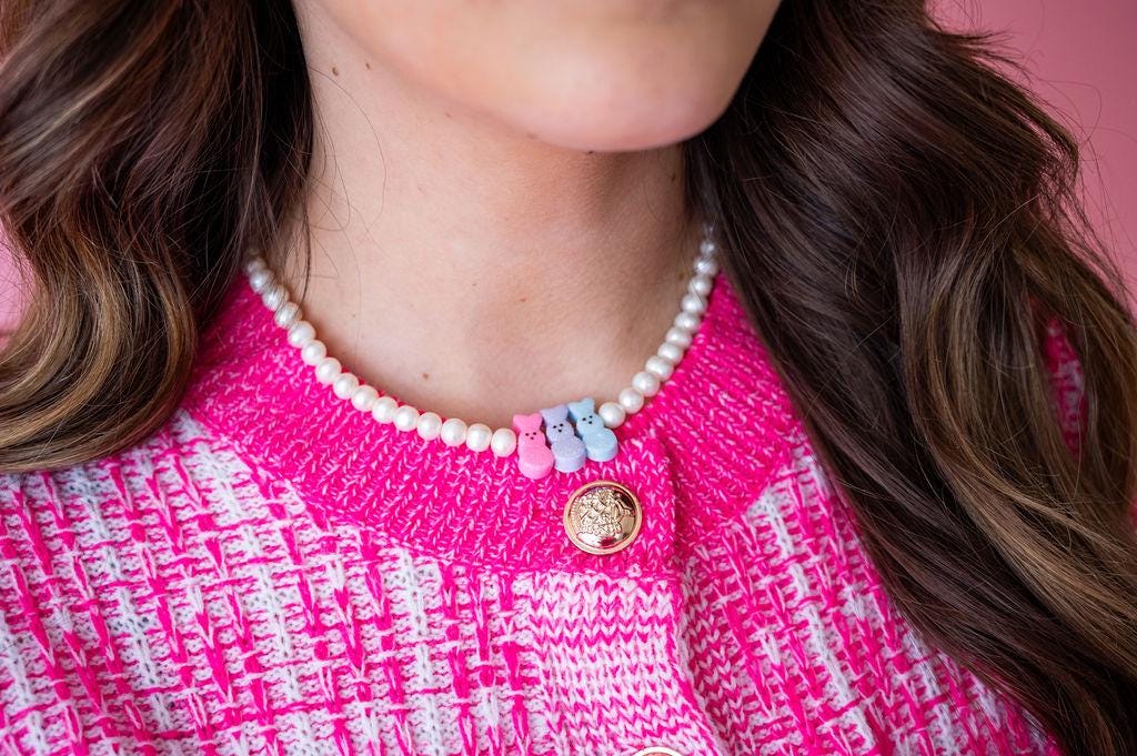 Oh for Peep's Sake Easter Authentic Freshwater Pearls Necklace