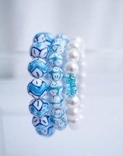 The Nancy M Grand Millennial Ultimate Chinoiserie Preppy Pearl Stretchy Bracelet Stack