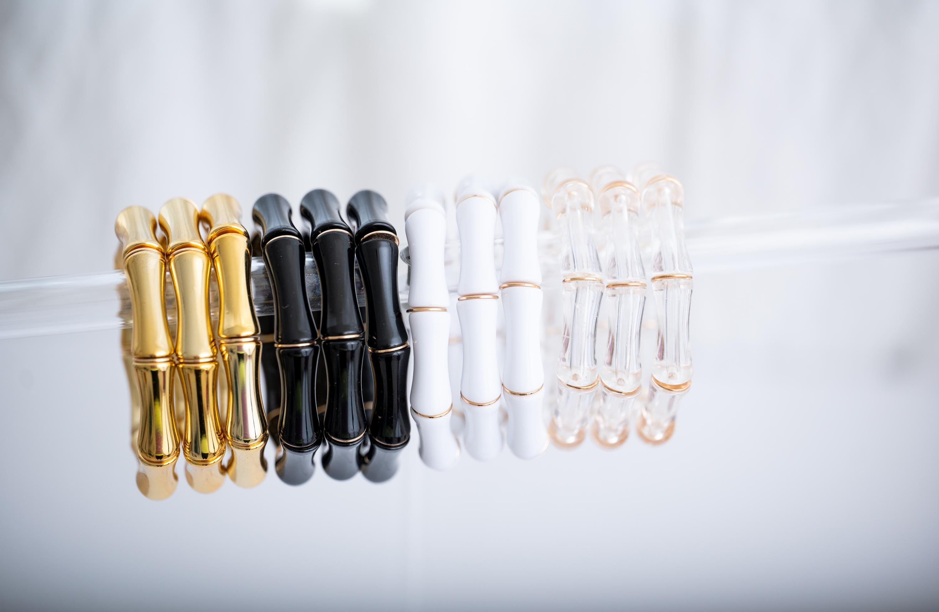 The Bridgette Bamboo Bangle - Lucite / Clear (Large)