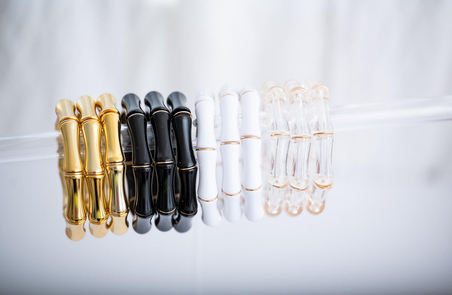 The Bridgette Bamboo Bangle - Lucite / Clear (Large)