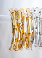The Thin Bridgette Bamboo Acrylic Bangle Bracelet Set in Gold-  Set of Three Bangles