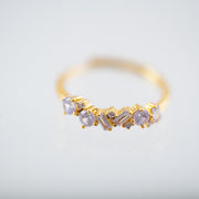 The Hazel Dainty & Delicate Stacking Stone Ring in Gold - Adjustable - Soft Lilac