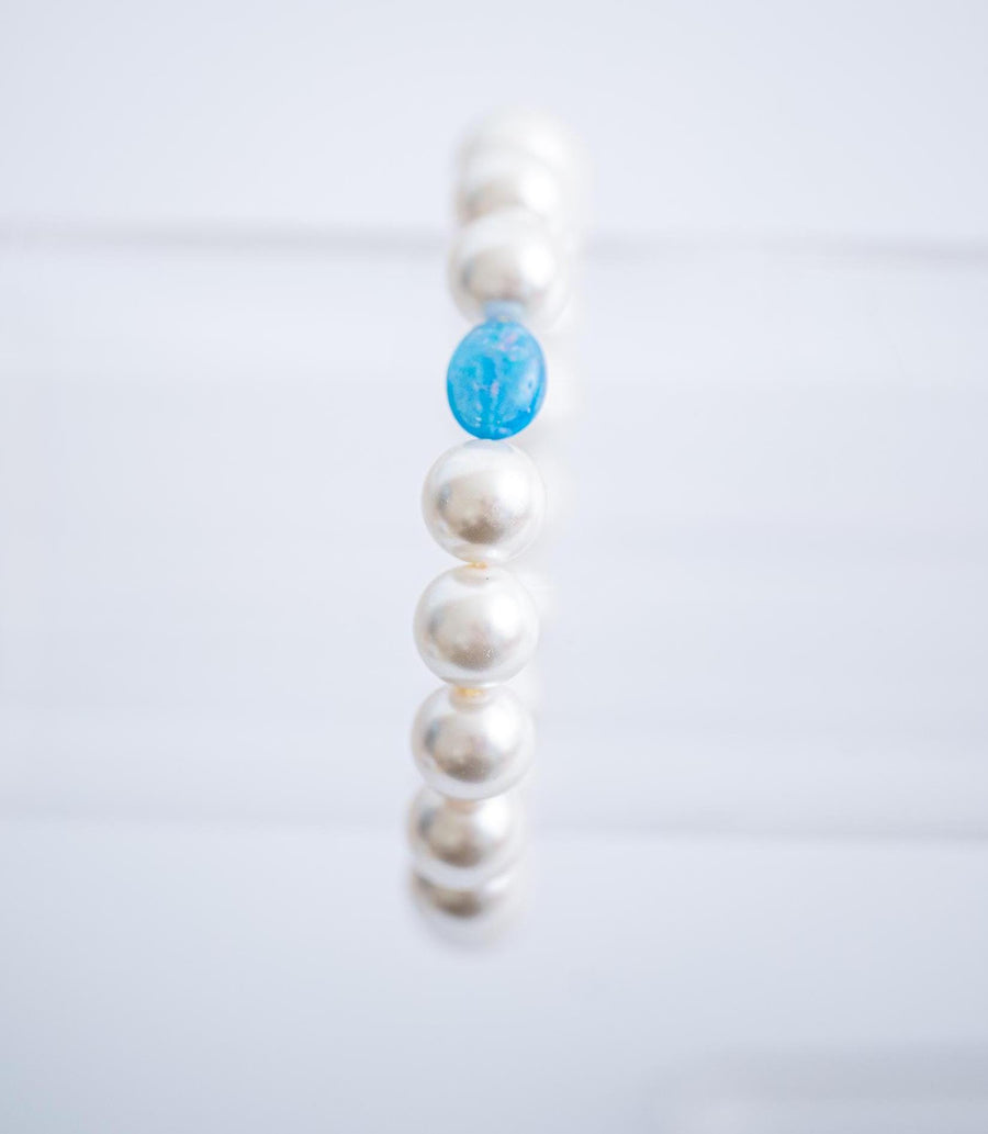 The Dancing on Dew Drops Opal & Pearl Stretchy Bracelet Stack