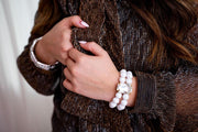 The Thin Bridgette Bamboo Acrylic Bangle Bracelet in Silver