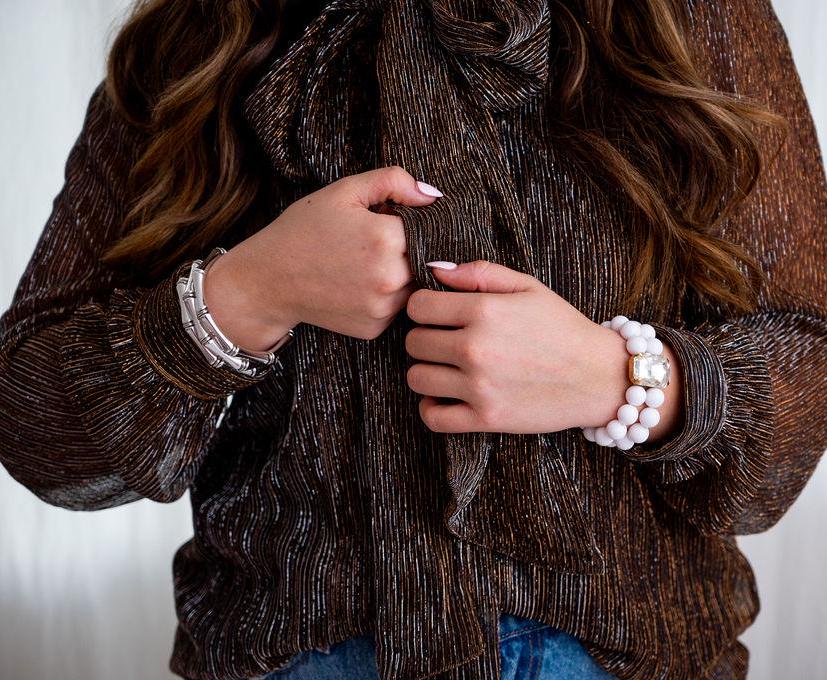The Thin Bridgette Bamboo Acrylic Bangle Bracelet in Silver