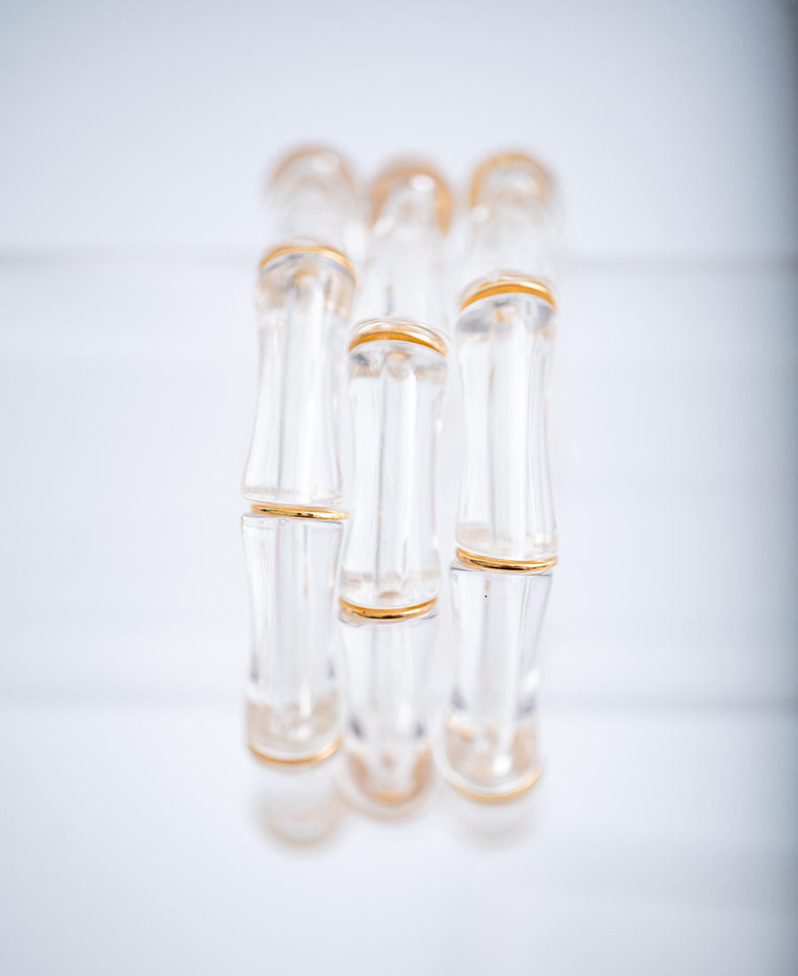 The Bridgette Bamboo Bangle - Lucite / Clear (Large)