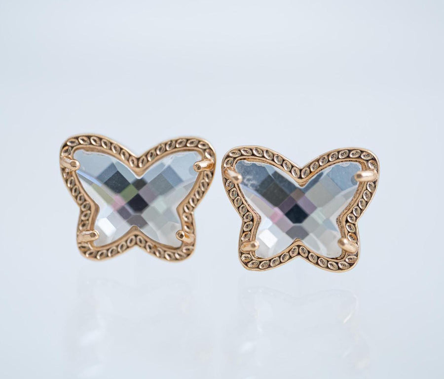 The Dichroic Glass Butterfly Dainty & Delicate Stud - Light Weight