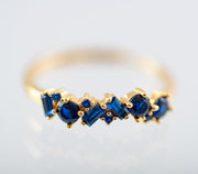 The Hazel Dainty & Delicate Stacking Stone Ring in Gold - Adjustable - Navy
