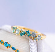 The Hazel Dainty & Delicate Stacking Stone Ring in Gold - Adjustable - Light Blue