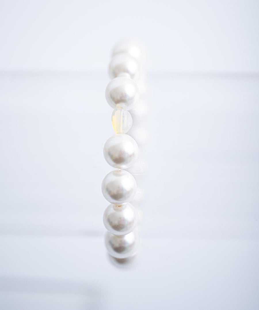 The Dancing on Dew Drops Opal & Pearl Stretchy Bracelet Stack
