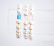 The Dancing on Dew Drops Opal & Pearl Stretchy Bracelet Stack