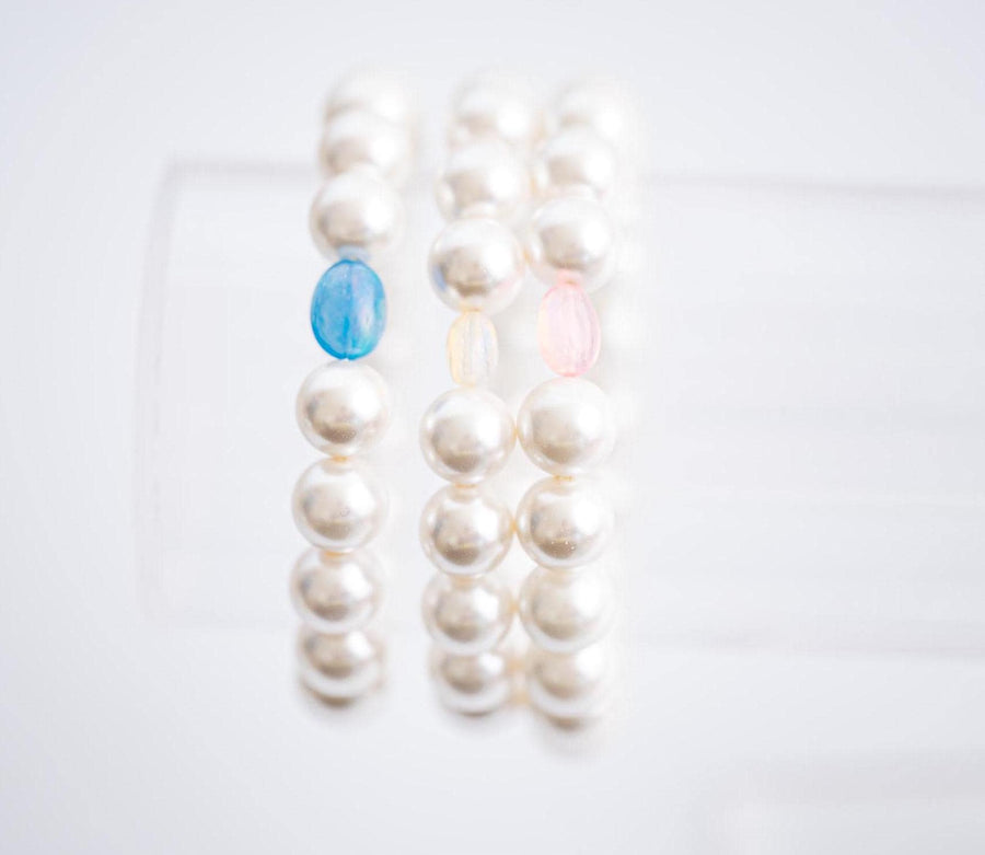 The Dancing on Dew Drops Opal & Pearl Stretchy Bracelet Stack