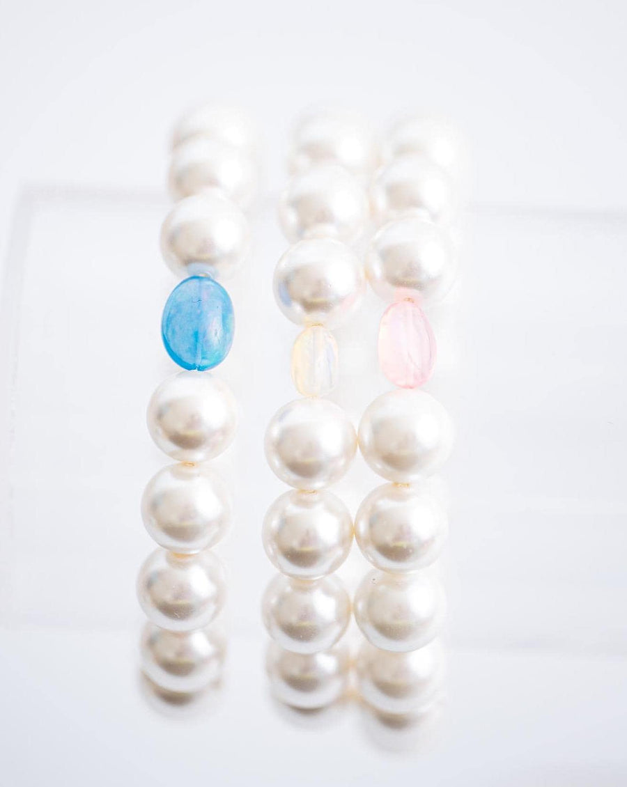 The Dancing on Dew Drops Opal & Pearl Stretchy Bracelet Stack