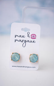 The Marisol Large Statement Stud Earrings in Cloudless Blue Opal