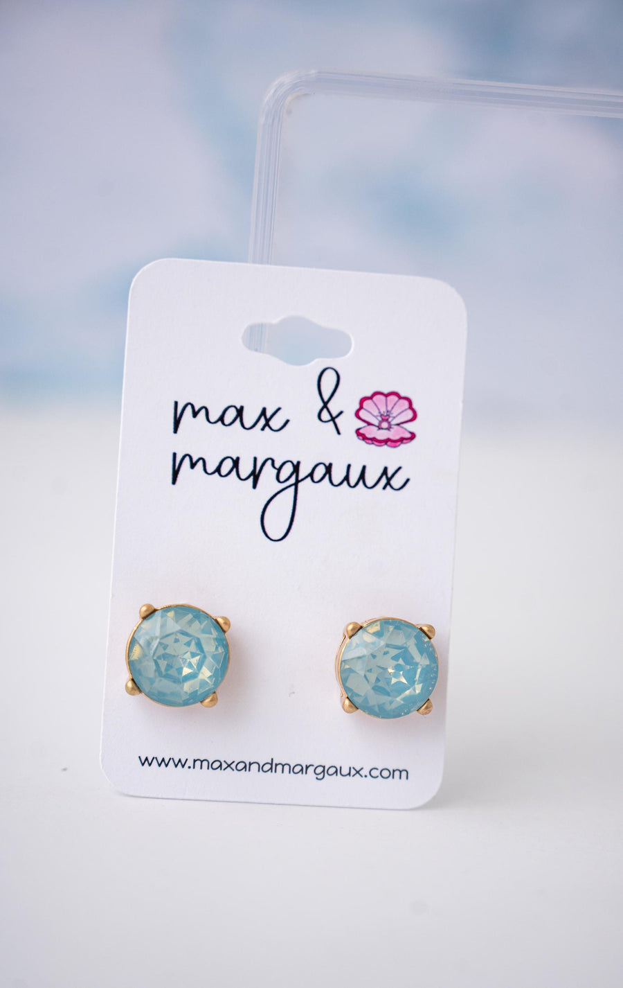 The Marisol Large Statement Stud Earrings in Cloudless Blue Opal