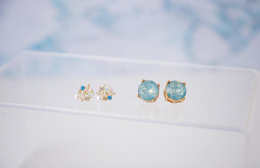 The Marisol Large Statement Stud Earrings in Cloudless Blue Opal