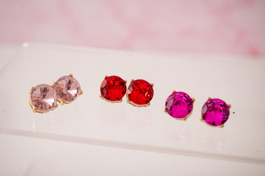 The Marisol Large Statement Stud Earrings in Boomer Sooner OU Red
