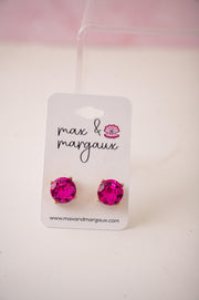 The Marisol Large Statement Stud Earrings in Hot Pink