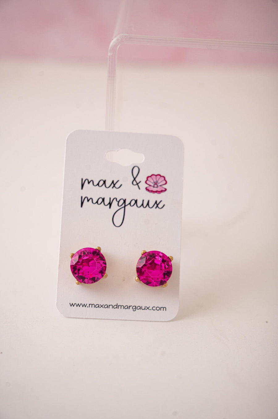 The Marisol Large Statement Stud Earrings in Hot Pink