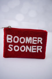 Handmade Beaded Gameday Custom Coin Purse | Bag for Clear Stadium Bags | Oklahoma Sooners | Boomer | 405 Local Original | OU