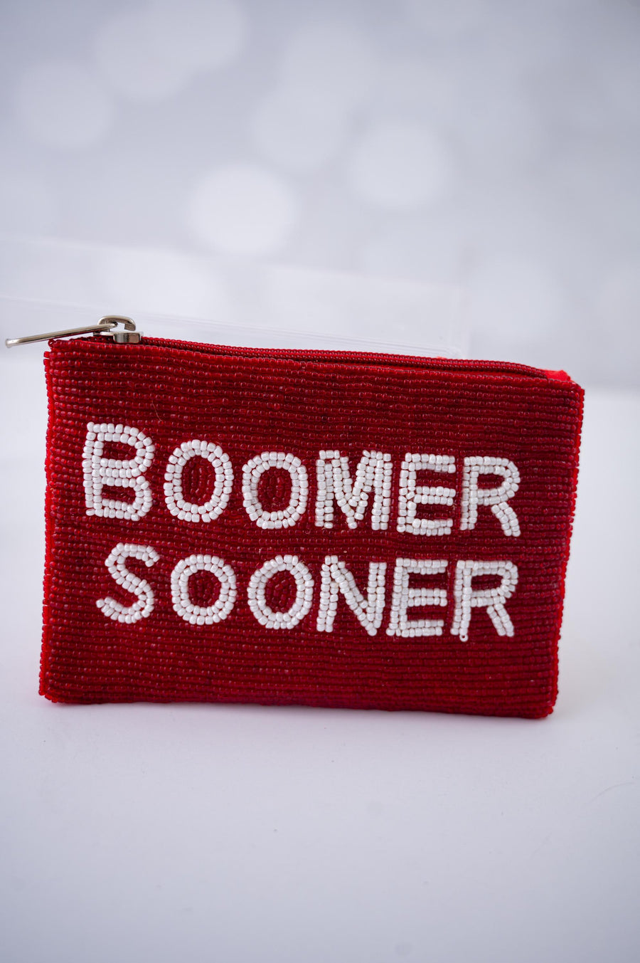 Handmade Beaded Gameday Custom Coin Purse | Bag for Clear Stadium Bags | Oklahoma Sooners | Boomer | 405 Local Original | OU