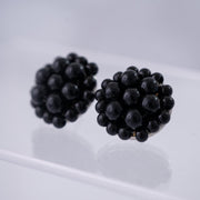 The Jackie Ohhh so Retro Button Beaded Cluster Stud Earrings in Glossy Black