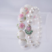 The Tulip Tea Time Stretchy Pearl Bracelet - Pink Flower