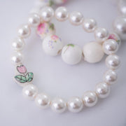 The Tulip Tea Time Stretchy Pearl Bracelet - Pink Flower